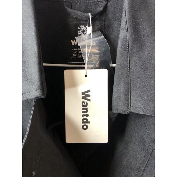 Womens Wantdo Black Lapel Double Breasted Belted Lined Pea Coat Size Large - Picture 6 of 6